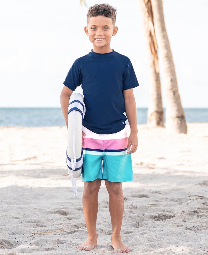 RUGGEDBUTTSÂ® Baby/Toddler Boys Navy Short Sleeve Rash Guard - 12-18m - Image 2